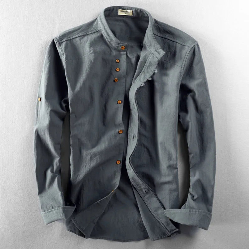 Levoire | Chemise En Lin De Coton Pour Hommes Gris foncé