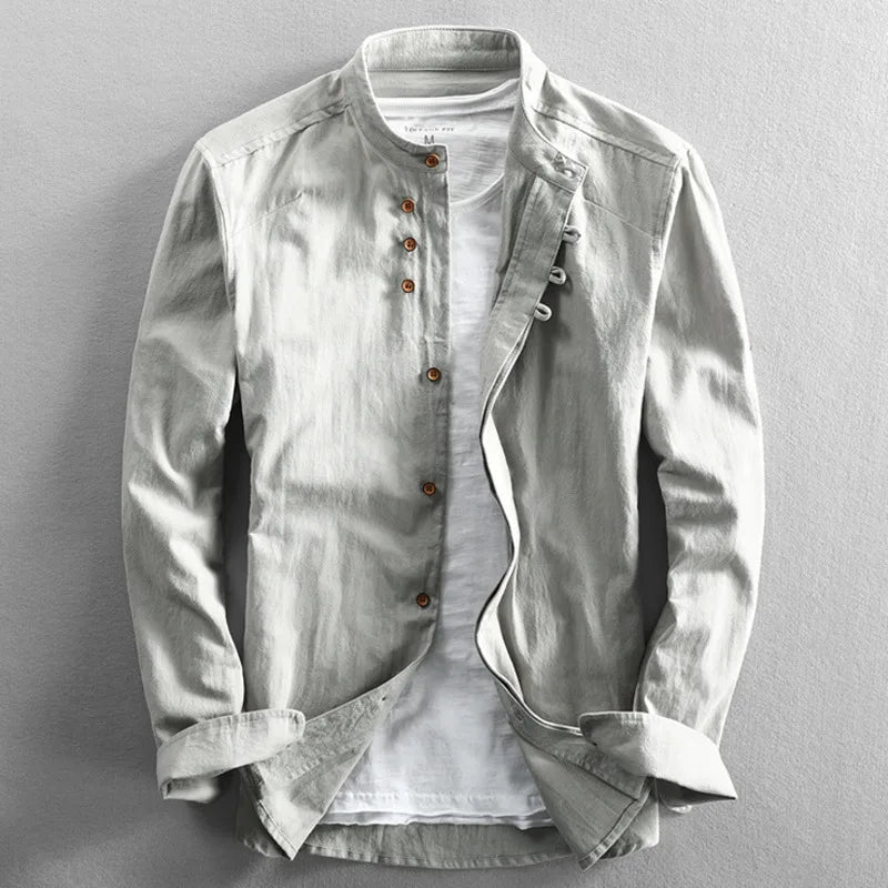 Levoire | Chemise En Lin De Coton Pour Hommes Gris