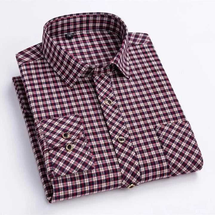 Levoire | Chemise À Motifs Bordeaux & Cases Blanches