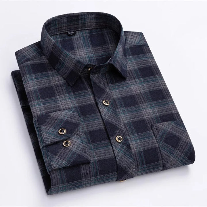 Levoire | Chemise À Motifs Gris foncé & Motif à carreaux vert