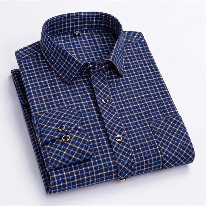 Levoire | Chemise À Motifs Gris marine et orange à carreaux