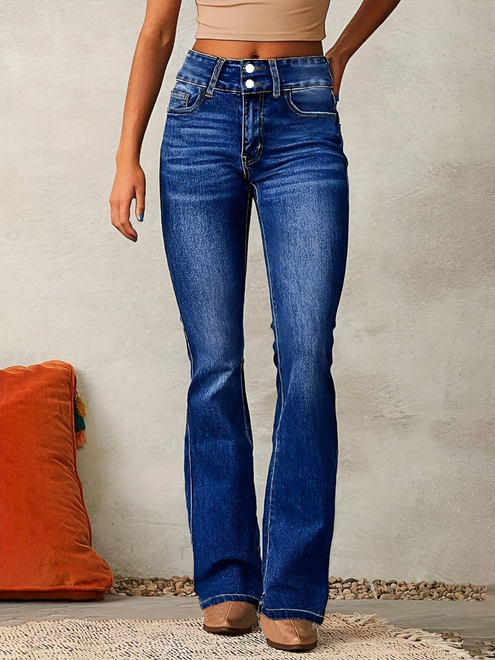 Levoire | Pantalons en denim taille haute et jambes larges Bleu marine
