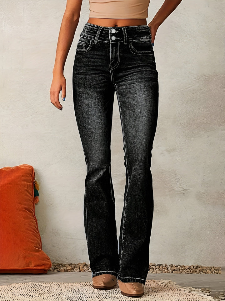 Levoire | Pantalons en denim taille haute et jambes larges Noir
