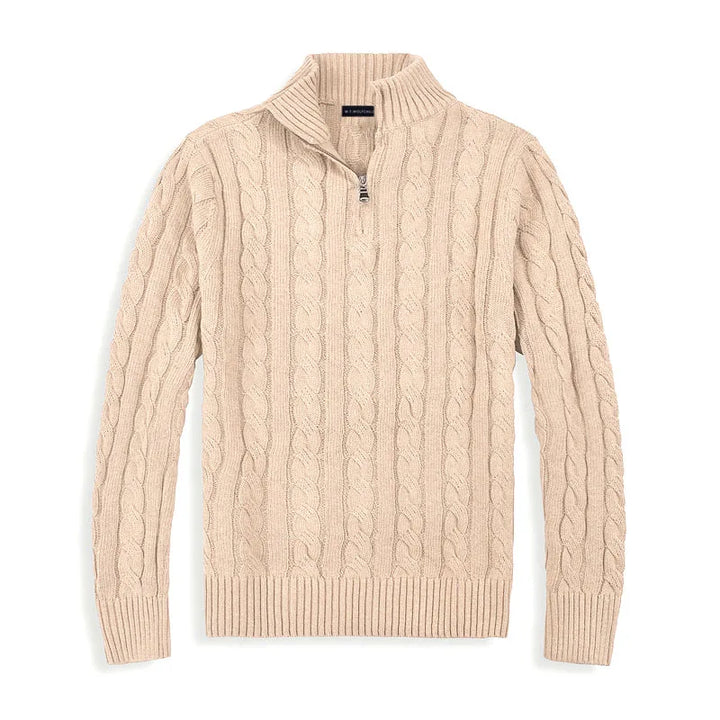 Levoire | Pull en coton à fermeture éclair quart de péninsule Abricot
