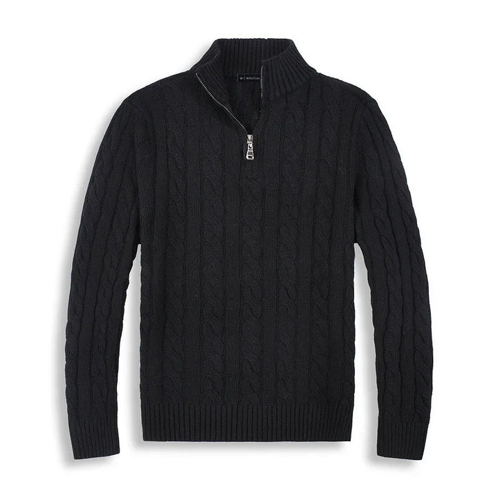 Levoire | Pull en coton à fermeture éclair quart de péninsule Noir