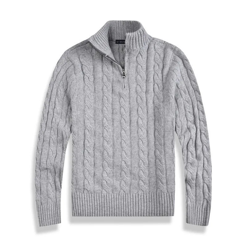 Levoire | Pull en coton à fermeture éclair quart de péninsule Gris