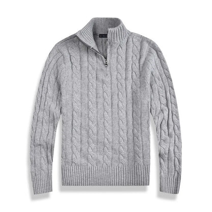Levoire | Pull en coton à fermeture éclair quart de péninsule Gris