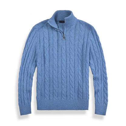 Levoire | Pull en coton à fermeture éclair quart de péninsule Bleu clair