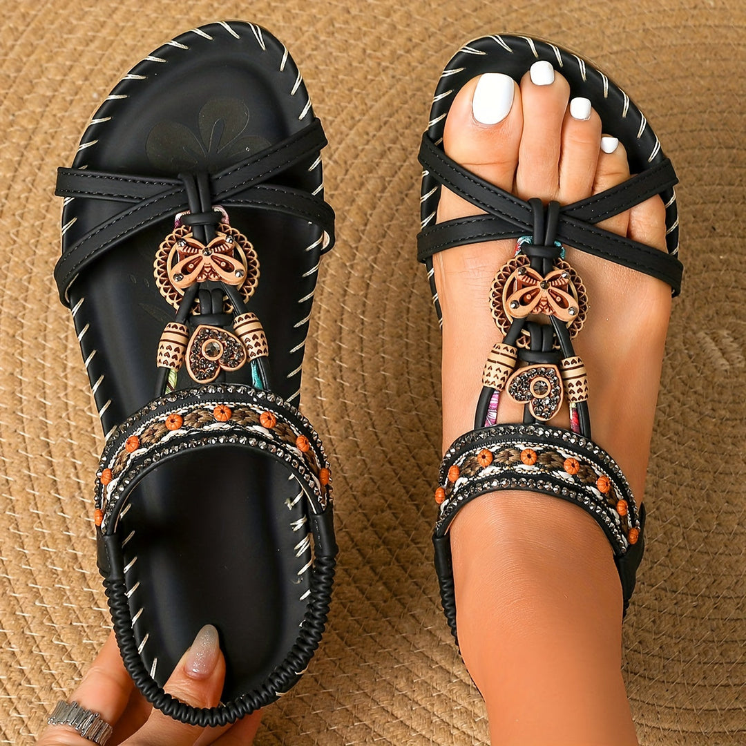 Levoire | Sandales Plates Boho Noir