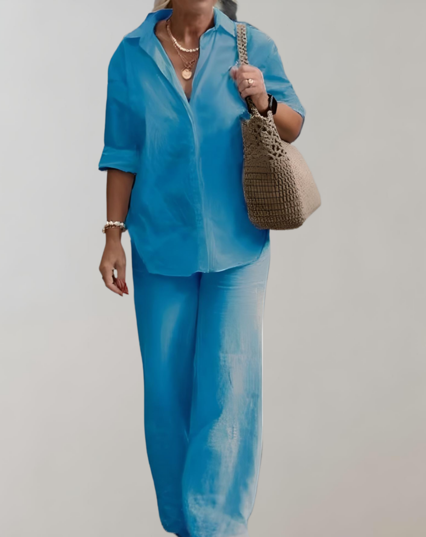 Levoire | Ensemble Co-Ord À Deux Pièces Tenue Décontractée Élégante Bleu