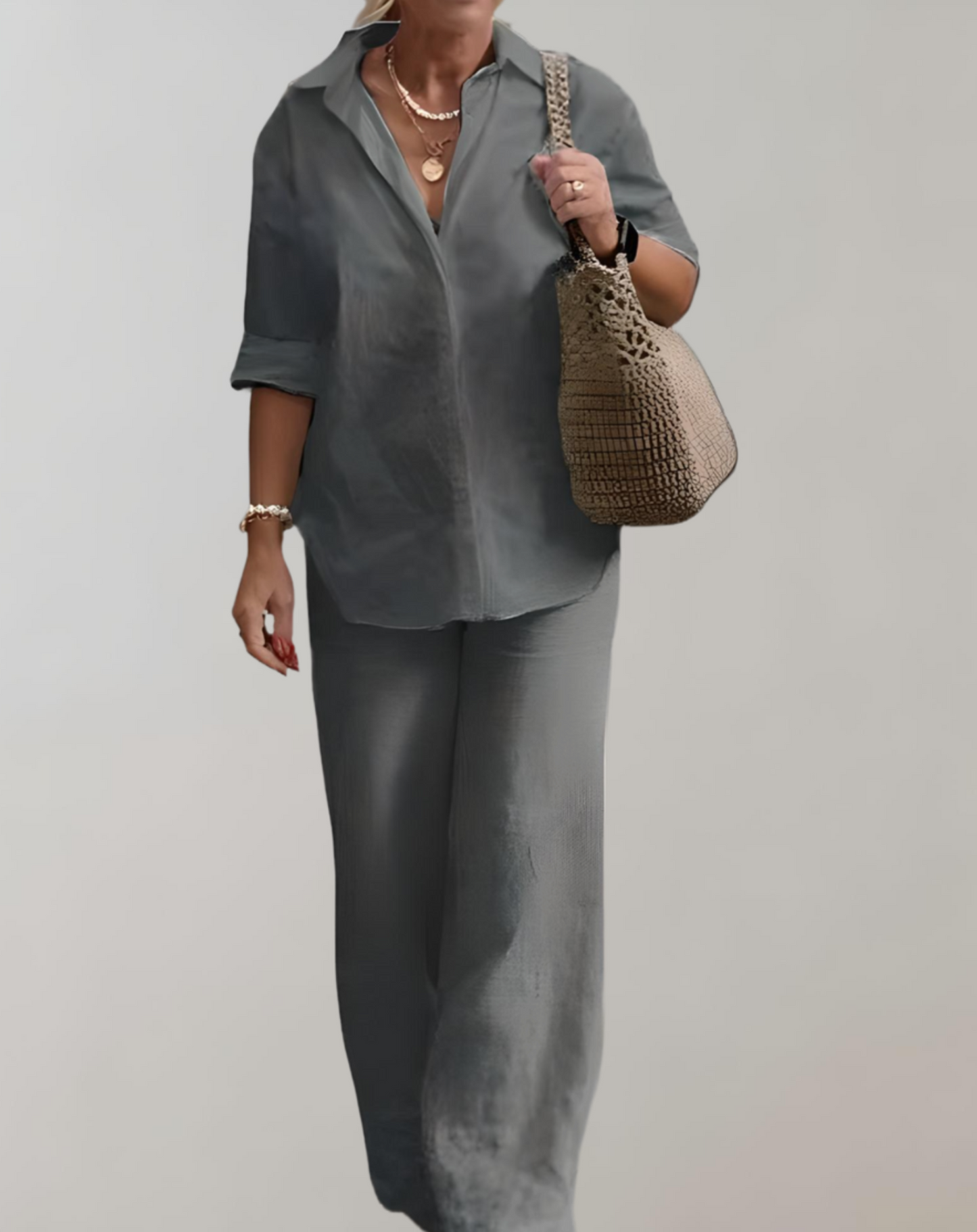 Levoire | Ensemble Co-Ord À Deux Pièces Tenue Décontractée Élégante Gris