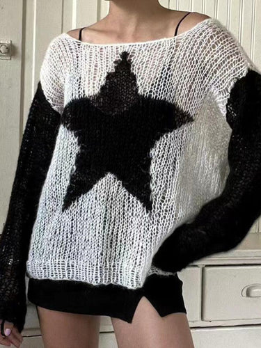 Levoire | Couleur Contrastante Étoile Sweatshirt Smock Baggy