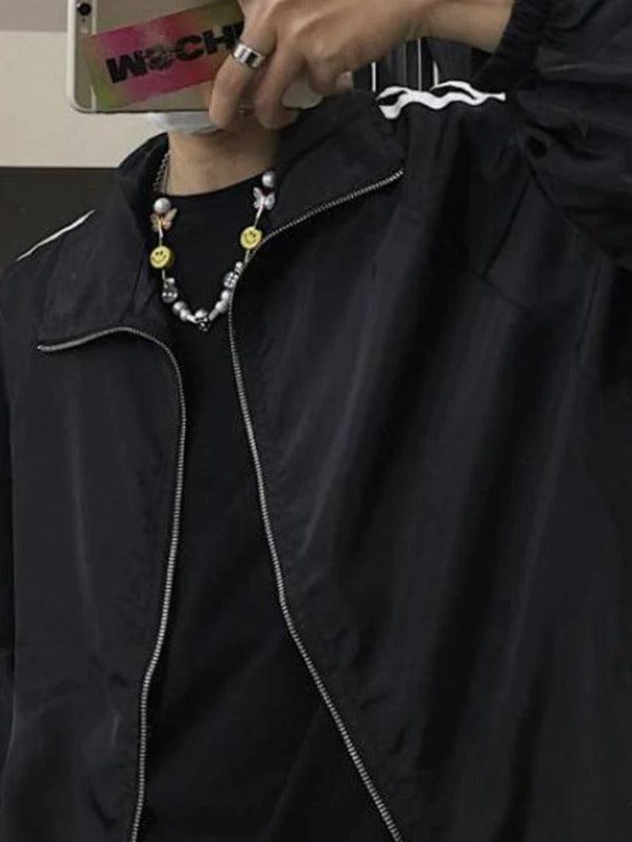 Levoire | Veste Zippée À Rayures Contrastées Noir