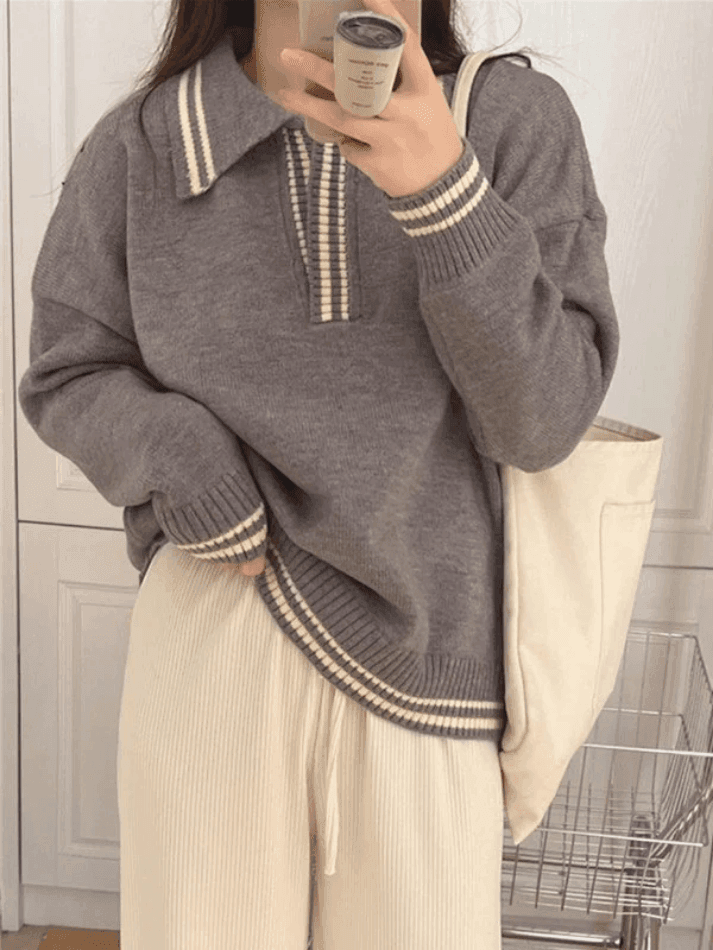 Levoire | Sweat-Shirt À Col Contrasté Gris Taille unique