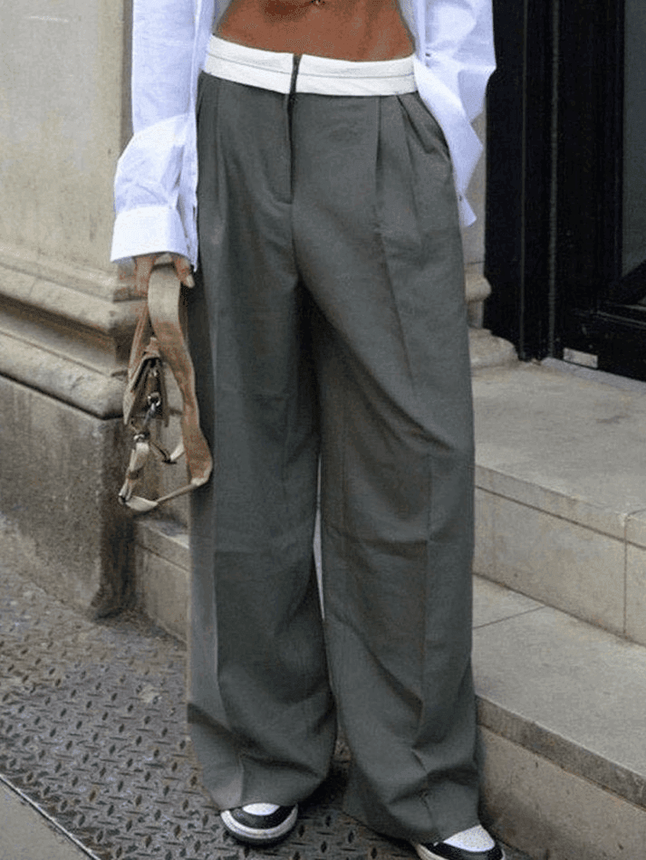 Levoire | Pantalon Sur Mesure Taille Vintage Contrasté Gris