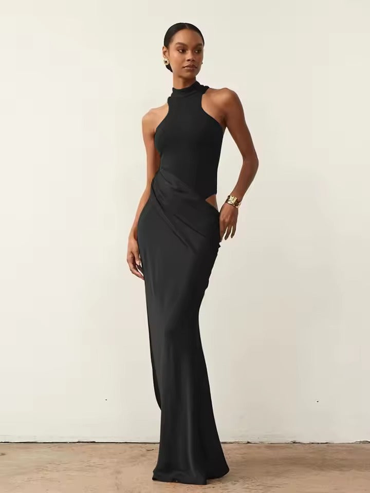 Levoire | Robe Maxi À Haut Col Élégante Pour Fêtes Noir