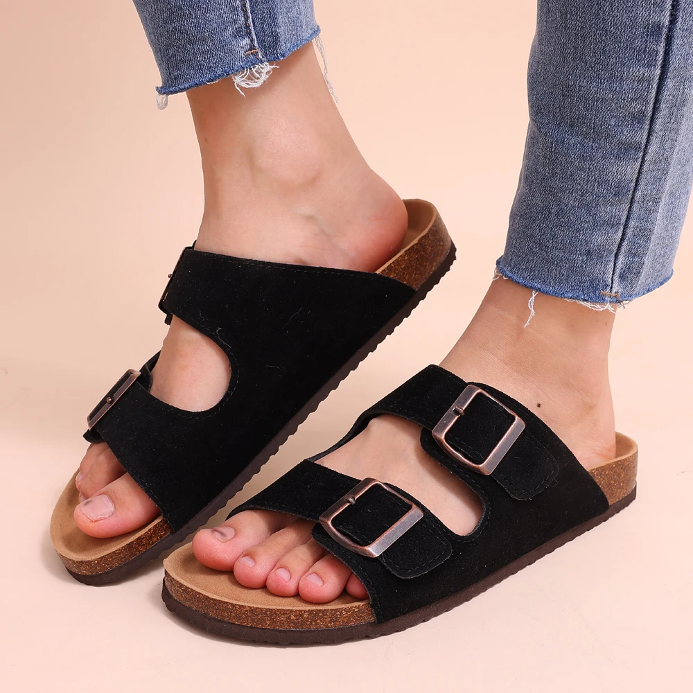 Levoire | Ortho Comfort Sandales Semelles En Liège Noir