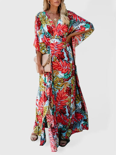 Levoire | Coton grandes fleurs blouse de plage vacances chemise de protection solaire kimono robe bikini blouse