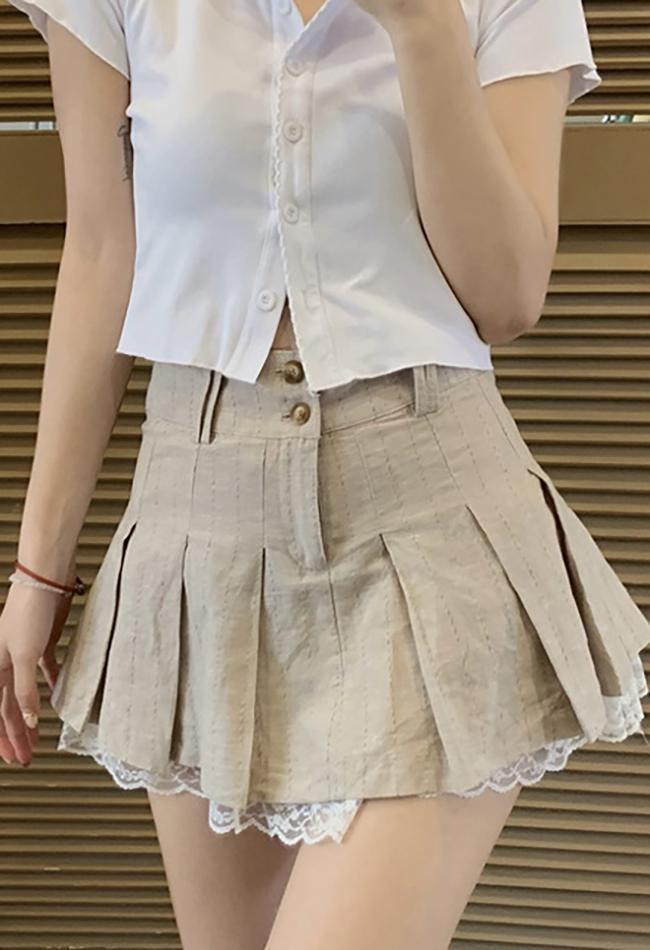 Levoire | Coton Lin Jupe Mini Plissée