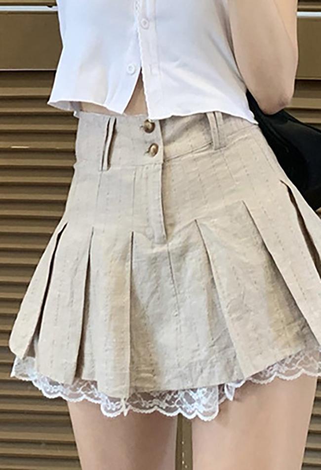 Levoire | Coton Lin Jupe Mini Plissée