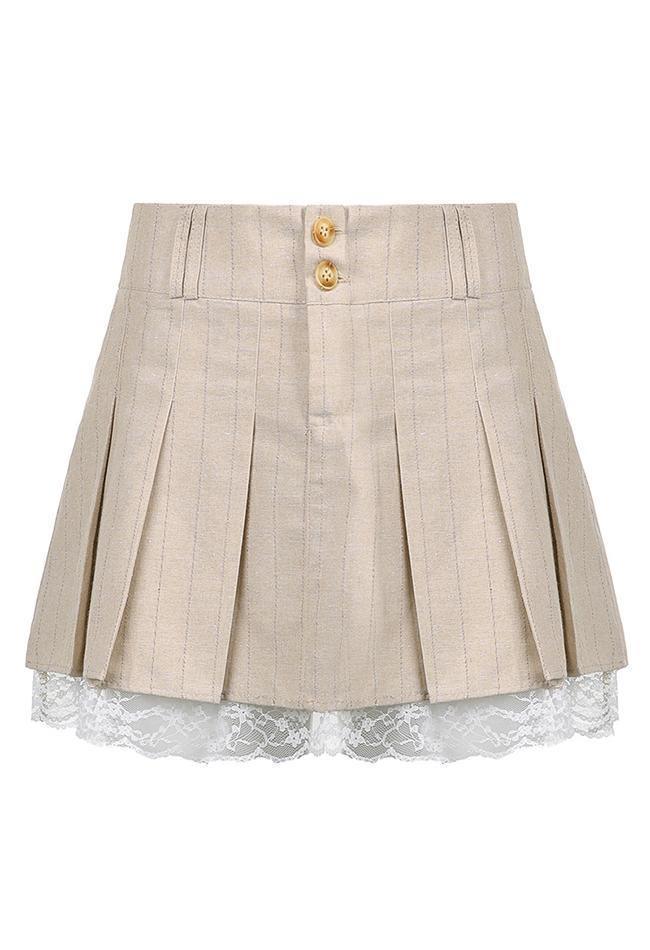 Levoire | Coton Lin Jupe Mini Plissée