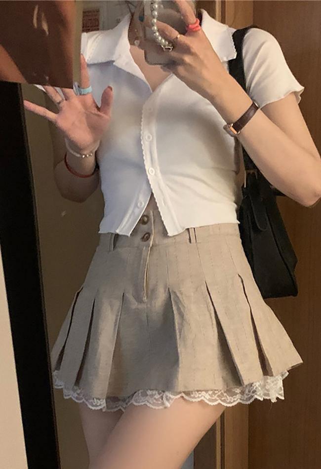 Levoire | Coton Lin Jupe Mini Plissée