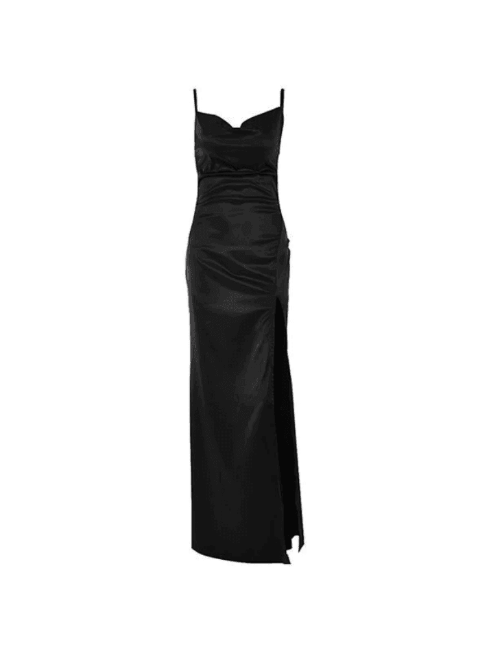 Levoire | Robe Maxi Satin À Encolure Bateau Fendue
