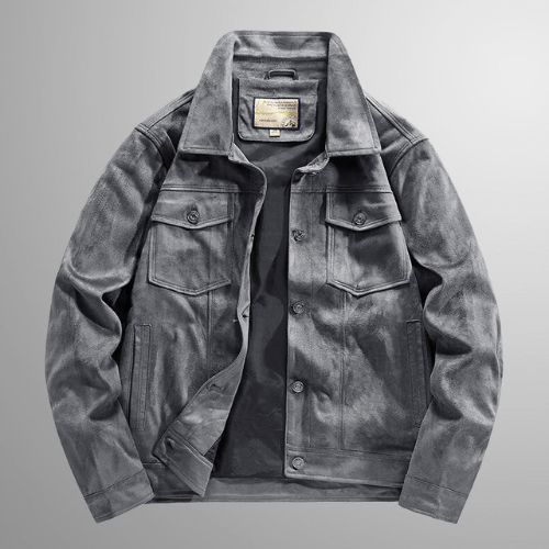 Levoire | Veste homme en daim Vêtements d'extérieur chauds et élégants Parfait pour l'automne Gris