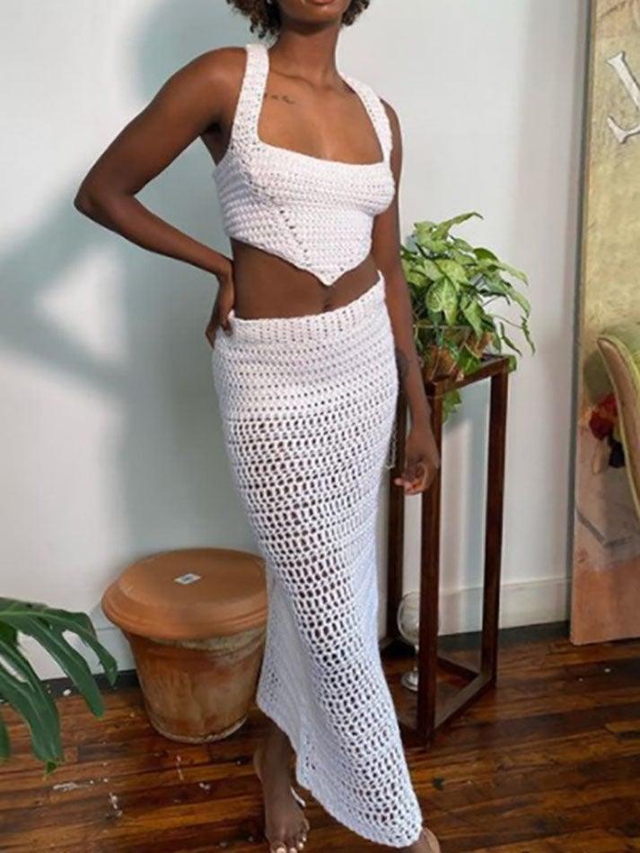 Levoire | Ensemble De Jupe En Crochet Pour L'Été Blanc