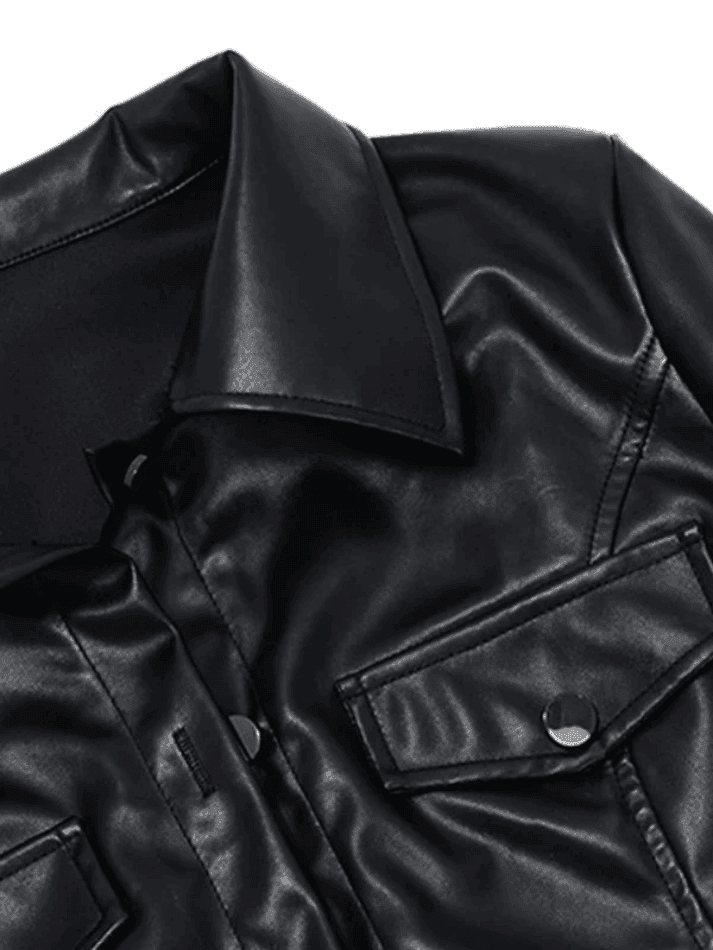 Levoire | Veste De Motard En Simili Cuir Noir Raccourcie
