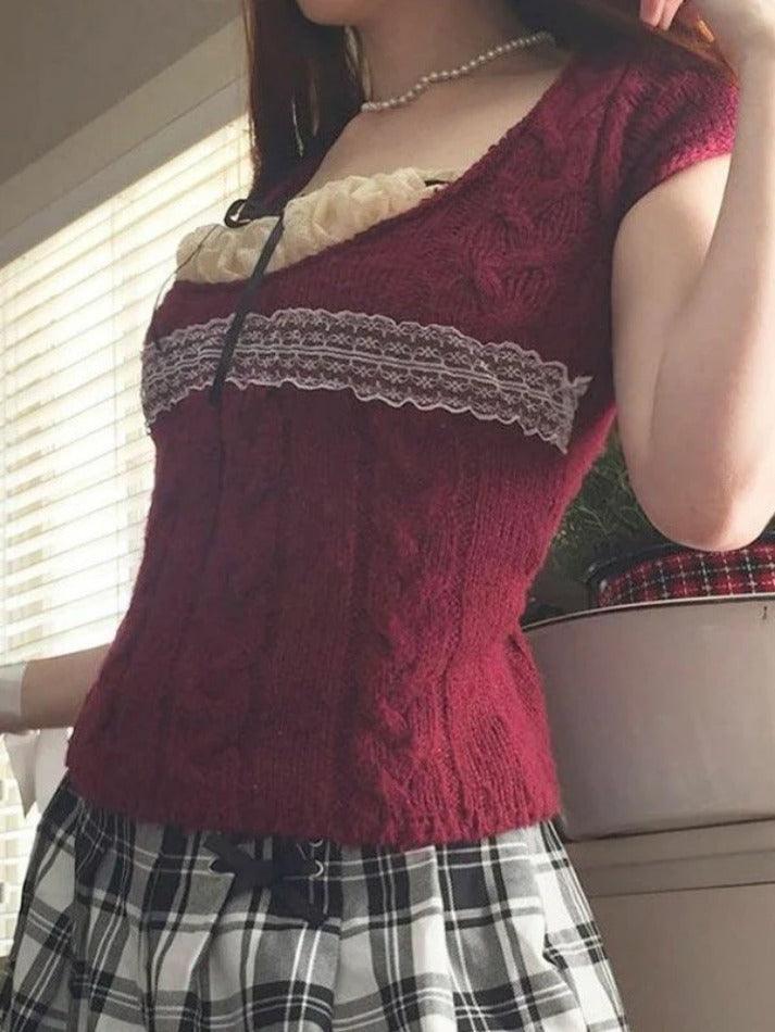 Levoire | Haut En Tricot À Câble Avec Broderie En Dentelle