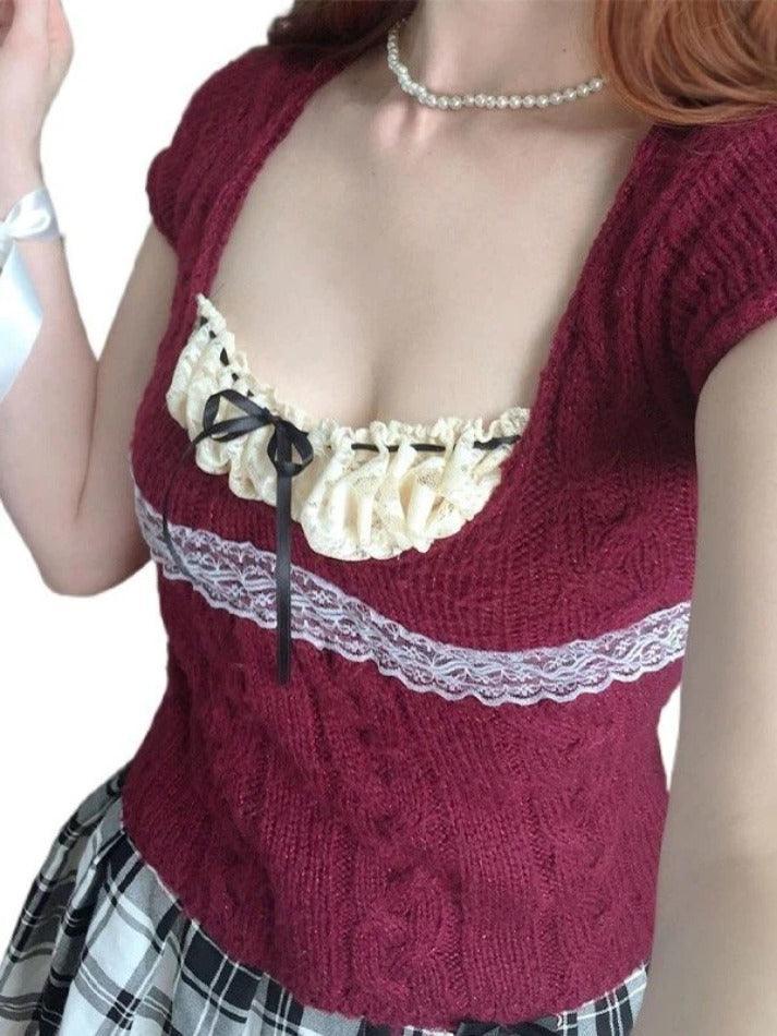 Levoire | Haut En Tricot À Câble Avec Broderie En Dentelle