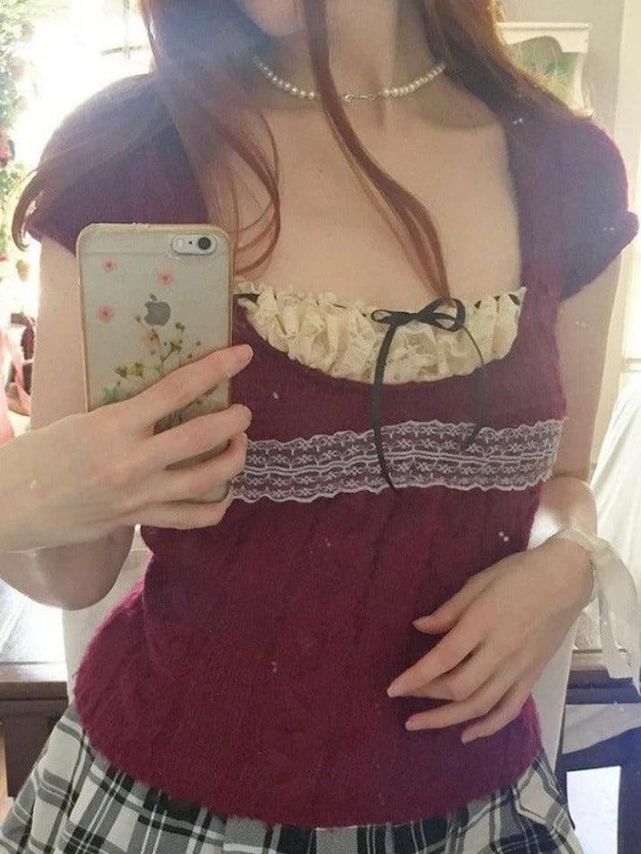 Levoire | Haut En Tricot À Câble Avec Broderie En Dentelle
