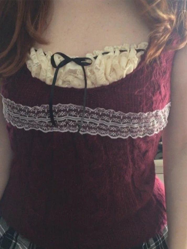 Levoire | Haut En Tricot À Câble Avec Broderie En Dentelle