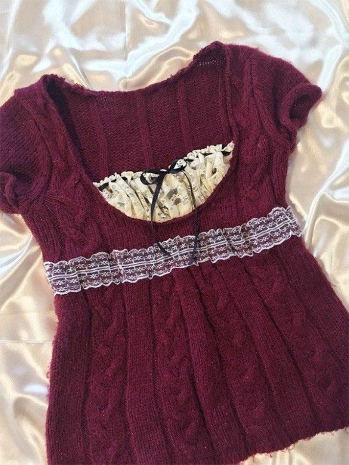 Levoire | Haut En Tricot À Câble Avec Broderie En Dentelle