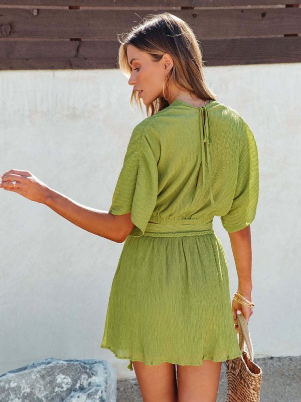 Levoire | Risti dos nu en V manteau en polaire avec fente jupe mini robe