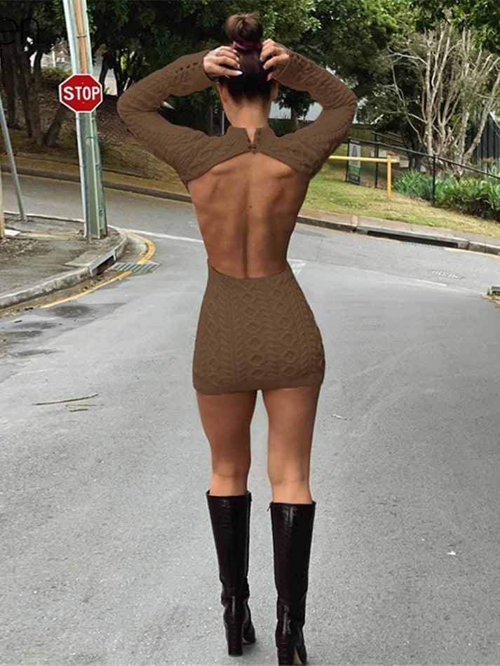 Levoire | Pull À Encolure Dos Découpée Robe Midi Braun