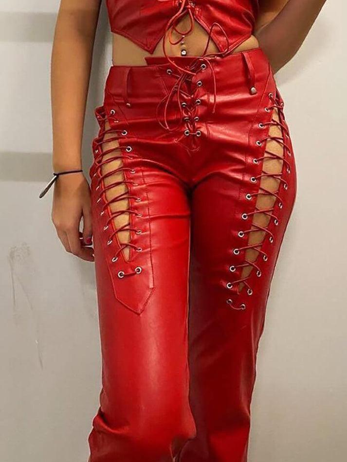 Levoire | Pantalon En Pu Avec Lacets Découpés