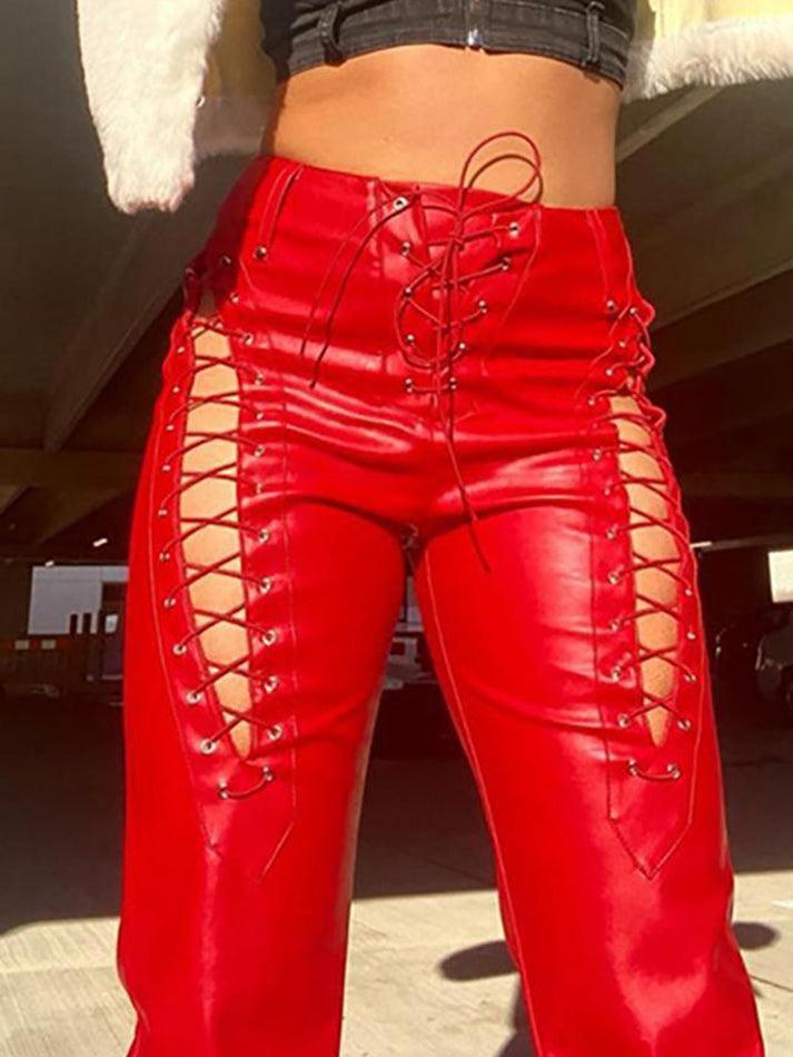 Levoire | Pantalon En Pu Avec Lacets Découpés