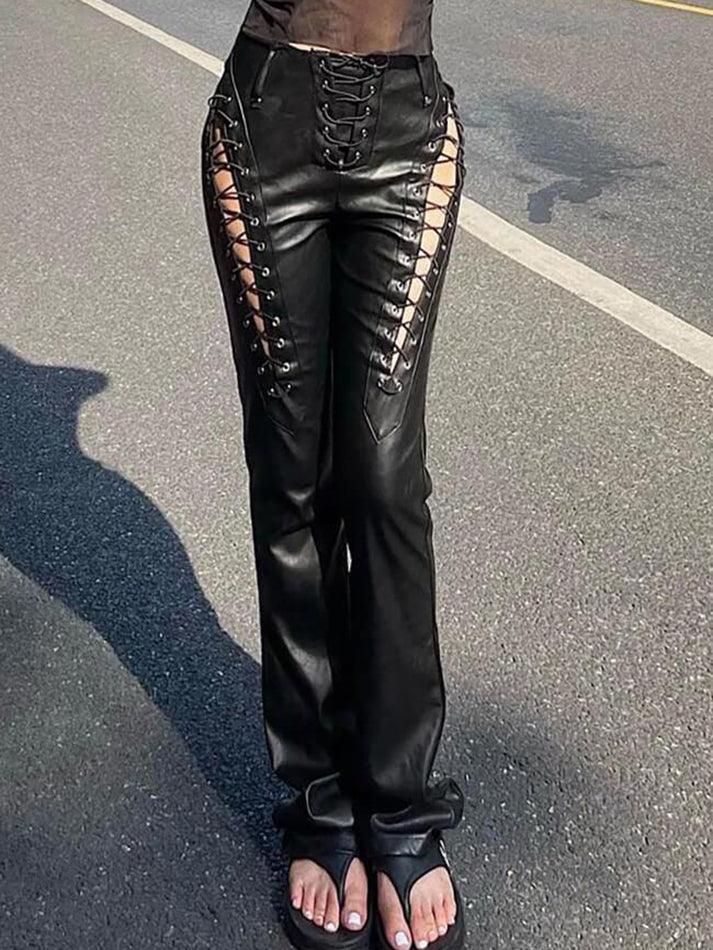 Levoire | Pantalon En Pu Avec Lacets Découpés