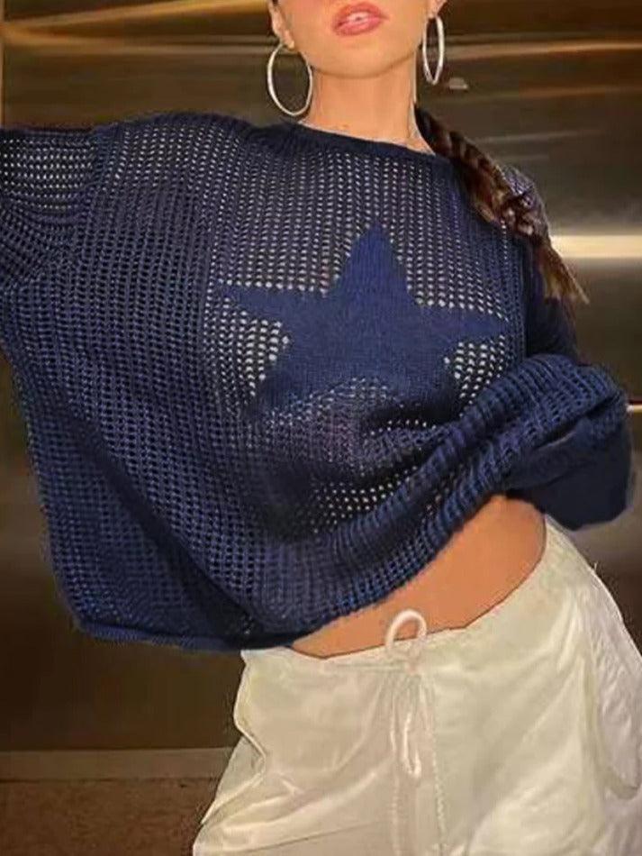 Levoire | Encolure Imprimé Étoiles Sweatshirt Ample Bleu