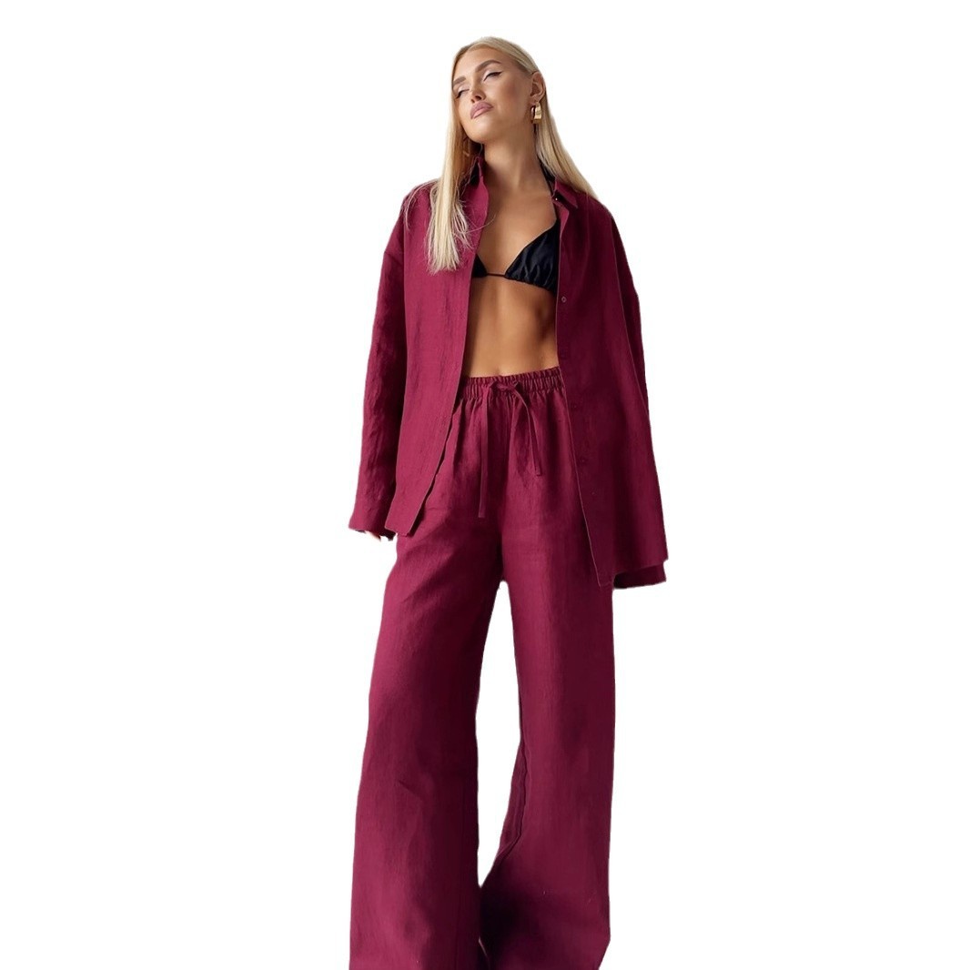 Levoire | Ensemble surdimensionné en coton composé d'une chemise et d'un pantalon