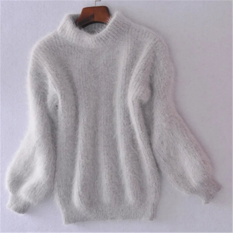 Levoire | Pull En Laine Angora Doux Et Luxueux Gris Une taille