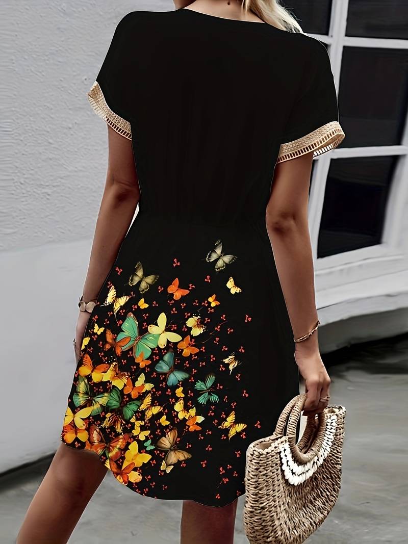 Levoire | Robe Avec Imprime Papillon Et Bord Contrasté