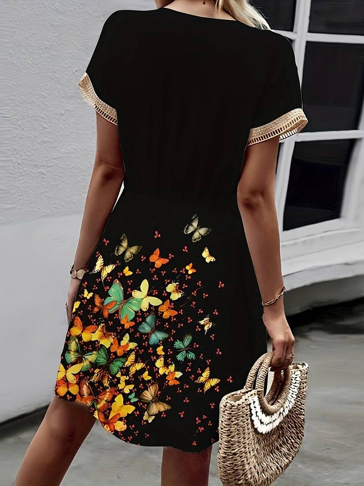 Levoire | Robe Avec Imprime Papillon Et Bord Contrasté