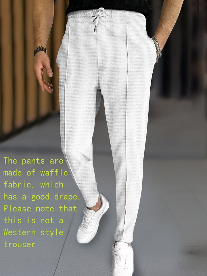 Levoire | Pantalon De Bain En Tricot À Carreaux Unicolore Avec Cordon Ajustable Blanc