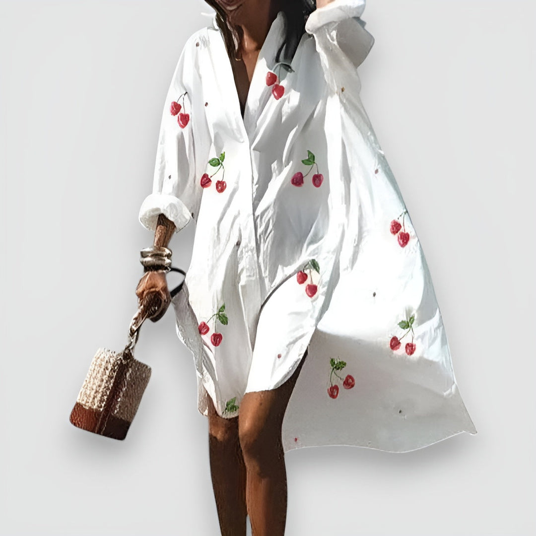 Levoire | Robe Chemise Élégante Et Polyvalente Cerises