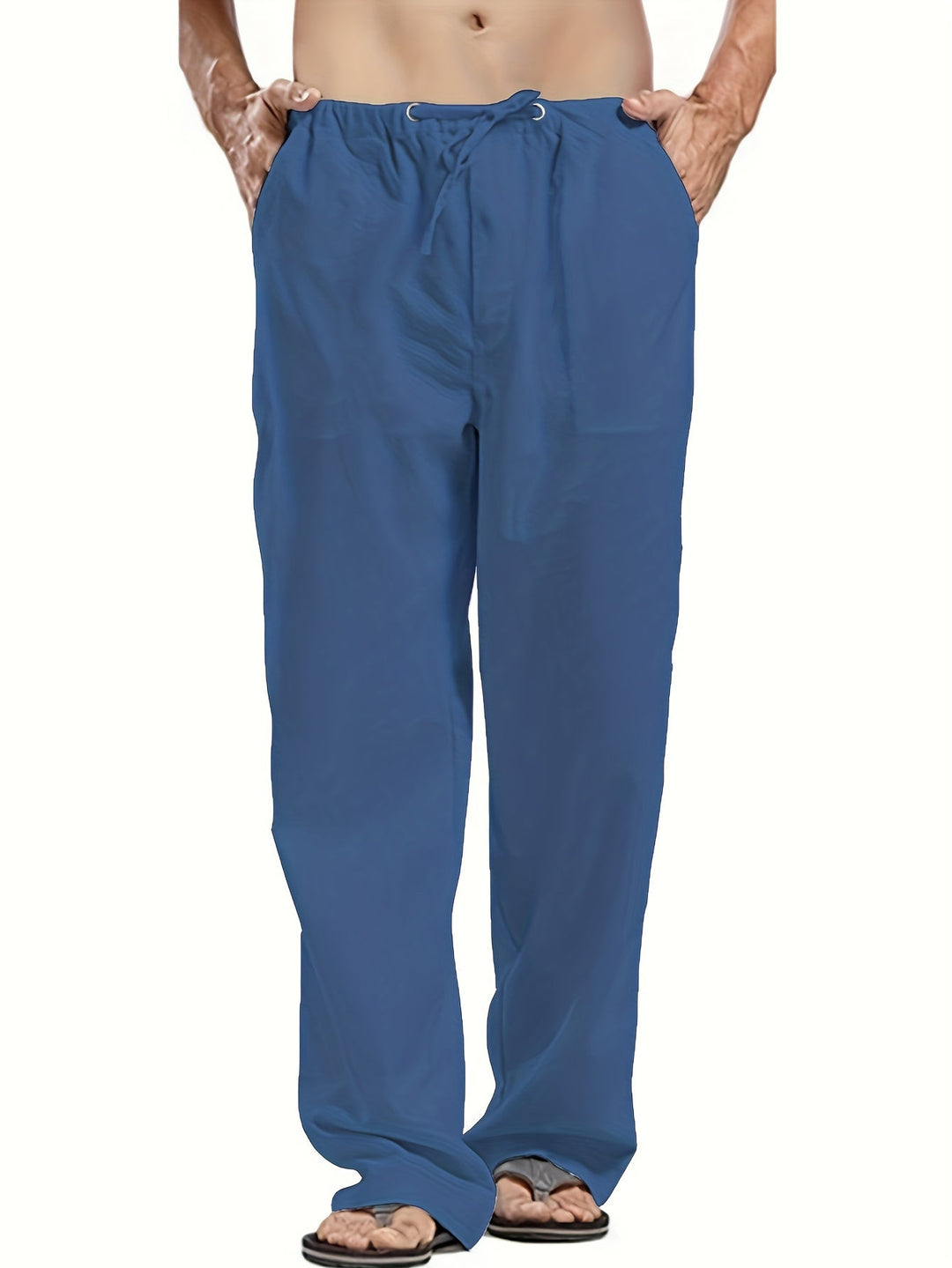 Levoire | Pantalons Pour Hommes En Mélange De Coton Et De Lin Avec Une Taille Élastique Décontractée Roi bleu