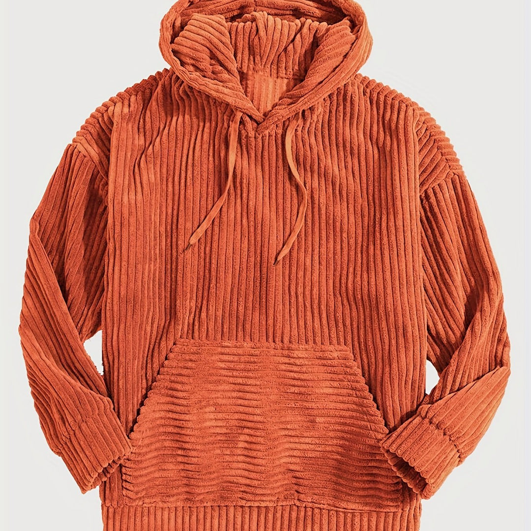 Levoire | Sweat À Capuche En Corduroy Vintage Pour Hommes Avec Col Haut Et Poche Kangourou