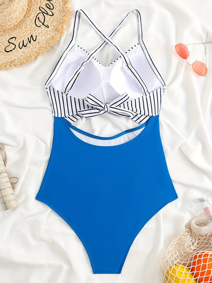 Levoire | Combinaison À Découpe Croisée Rayée Pour Femmes